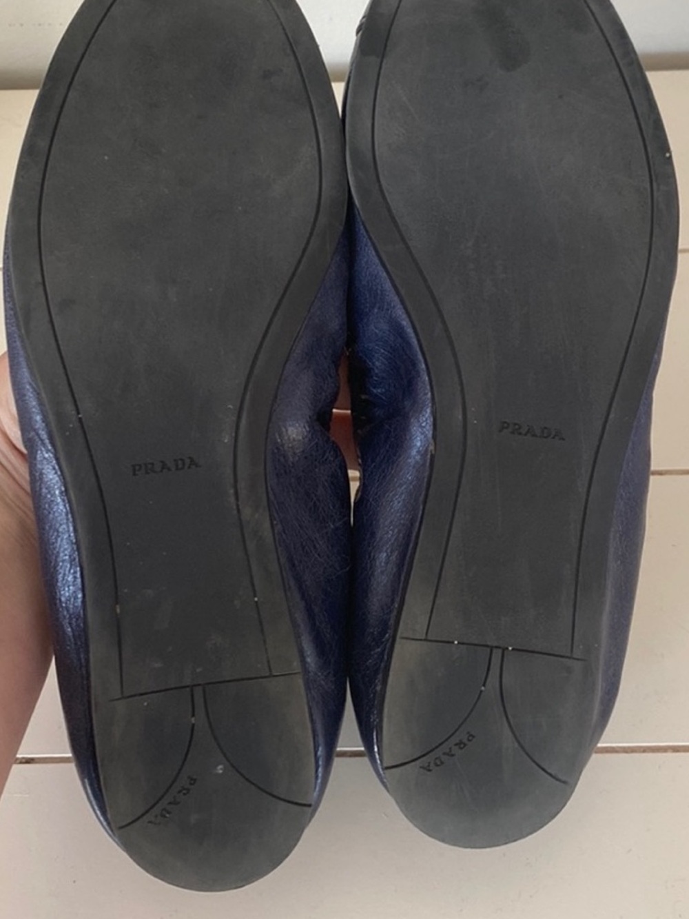 PRADA shoes loafers flats size 39.5, 9.5 blue leather - Picture 4 of 6
